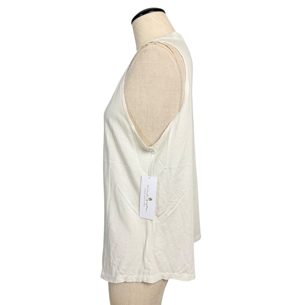 Spiritual Gangster Spirit of 555 Jade Tank Top Birch White Purple Medium NEW - Picture 4 of 11